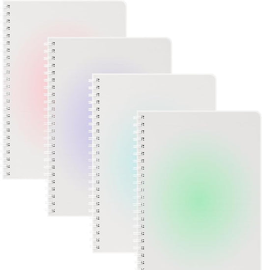 Oucaru Spiral Notebook A5 College Wide Ruled Notebooks 4 Pack 5.9" x 8.3" Journaling Notebooks 4 Colors 140 Pages Gradient Small Lined Notebooks for Note Taking for Work School Business Travel