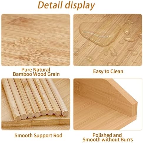 Bamboo Corner Desk Organizer Shelf, 3-Tier Triangle Storage Rack for Office & Home, Space-Saving Desktop Shelf for Books, Stationery, Makeup, Small Items - Image 4