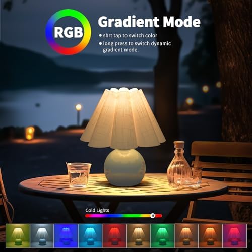 Rechargeable Crodless Small Table Lamp, Battery Operated Remote Control LIght Blue Mini Cute Table Lamps for Bedroom Nightstand, Cute Small Table Lamp for Small Spaces for Kitchen Counter, Bookshelf - Image 6