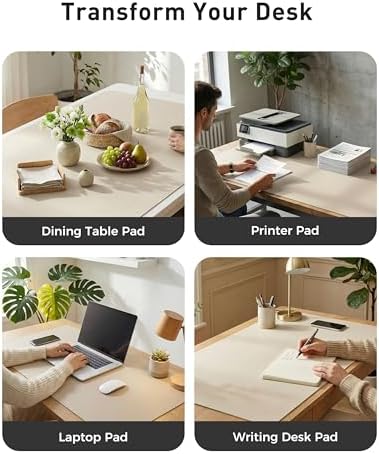 Aothia Faux Leather Desk Mat - Large Mouse Pad, Non-Slip PU Leather Blotter, Waterproof Writing Surface for Office and Home (Eggshell, 40" x 24") - Image 6