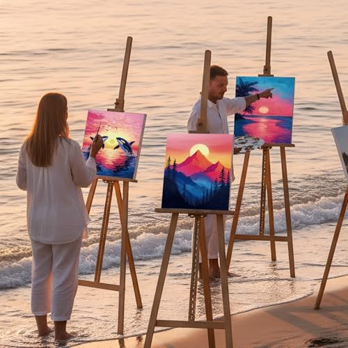 Dinifee 6 Pack Pre Drawn Canvas 8x10 Paint Kit for Adults, Sunset - Image 6