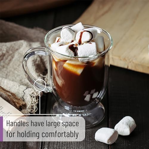 BTaT- Double Walled Glass Coffee Mugs, 12 oz, Set of 6, Glass Coffee Cups with Handle, Insulated Clear Coffee Mug for Hot and Cold Beverages, Cappuccino, Latte, Tea, Americano, Microwave Safe - Image 4