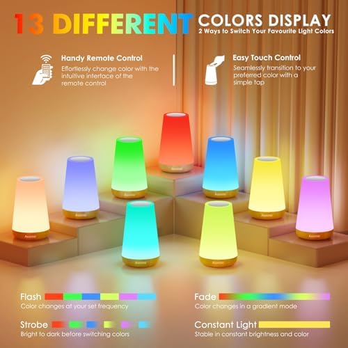 Auxmir Rechargeable Night Light, Remote Control Lamp, Light Brown-2 Pack - Image 2