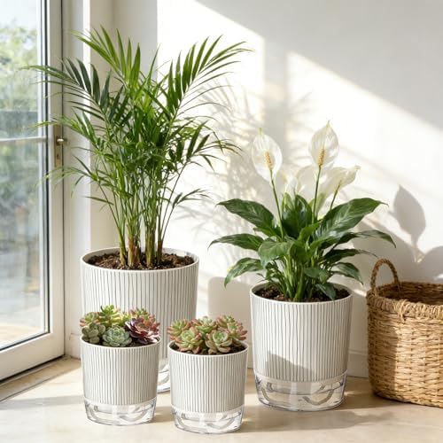 6 Pack Self Watering Pots for Indoor Plants, 4/5.5/6.3 Inch Flower Pots - Image 6