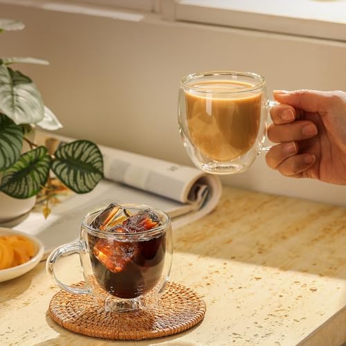 Sweese 5oz Double Wall Glass Espresso Cups Set of 4, Clear Glass Espresso Shot Cups Perfect for Cappuccino, Latte, Tea - Image 4