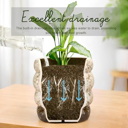 5 inch Ceramic Plant Pot - Flower Pot for Indoor Plants with Drainage Hole - Image 4