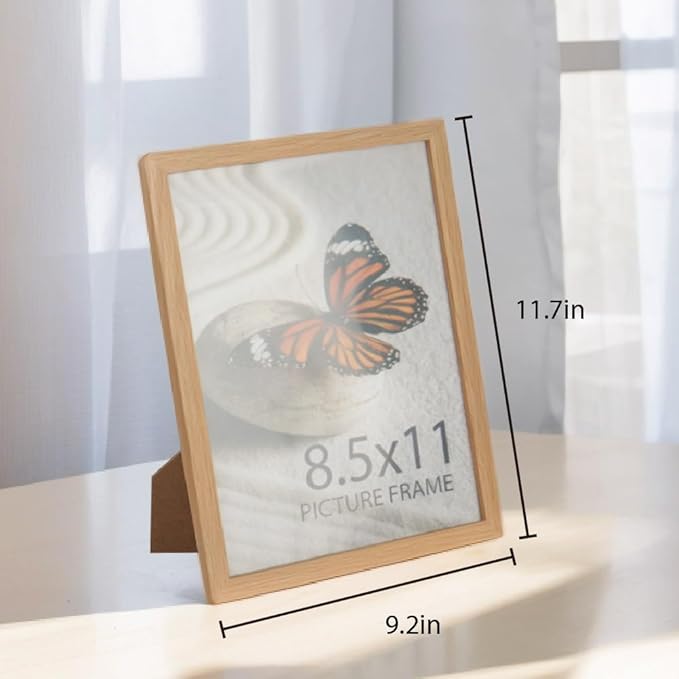 Memory Island 8.5x11 Photo Frames for Wall and Tabletop Display, 8.5 by 11 Natural Wood Grain Picture Frames with HD Plexiglass, Set of 15