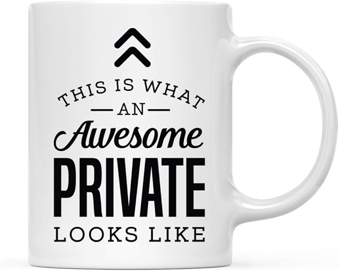 Andaz Press 11oz. Ceramic Coffee Tea Mug Thank You Gift, This is What an Awesome Private Looks Like, 1-Pack, Birthday Christmas Gift Ideas Coworker Him Her, Includes Gift Box