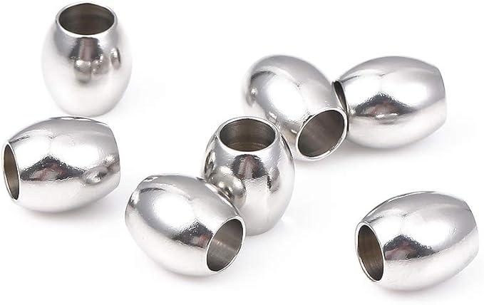 Stainless Steel Spacer Beads 10x11mm Oval Loose Charm Caps Beads for DIY Jewelry Making 10pcs with 6mm Hole