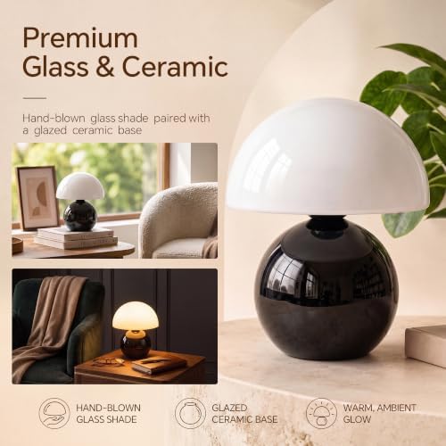Dawnwake Mushroom Lamp Table Lamp for Bedroom-Small Desk Table Lamps,Black - Image 3