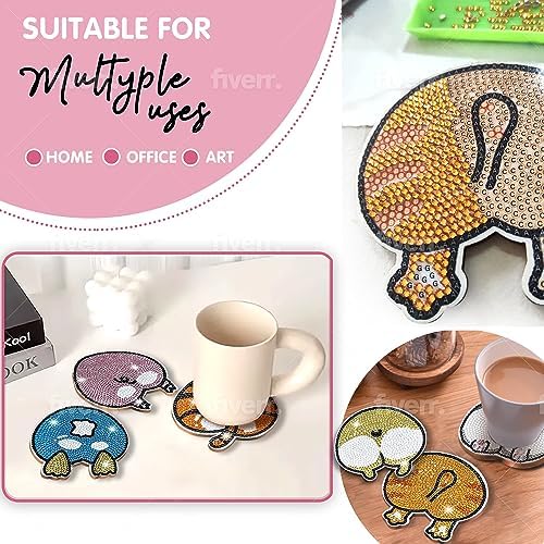 6 pcs Diamond Painting Coasters | Diamond Art Coasters | Animal Butt Diamond Art Painting | Perfect Art Craft Gift for Animal Lover, Dad, Mom, Grandparents, Brother, Sister. - Image 6