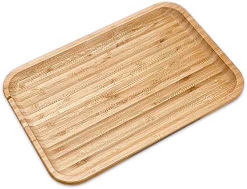 Bam&Boo Bamboo Serving Tray Natural Minimalist Rectangular (11.7” x 7.8" x 0.8") Coffee, Tea, Food, Drinks, Storage, Decor for Home, Kitchen, Bathroom by BamBoo