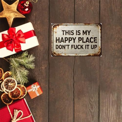Vintage Happy Place Metal Sign,Retro Funny Home Tin Sign,Wall Aesthetics for Bar Pub Club Cafe Living Room Kitchen Restaurant Shop Office,8x12 Inches (Happy Place-05) - Image 2