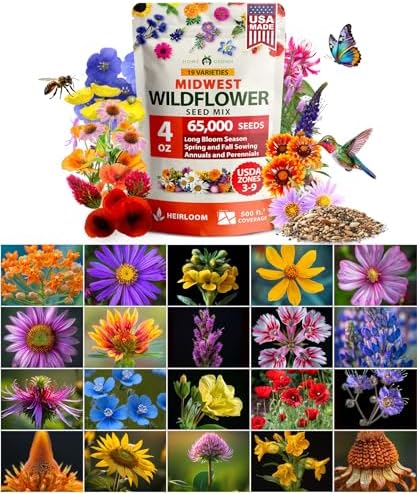 HOME GROWN Midwest Wildflower Mix 65,000+ Flower Seeds 4 oz by HOMEGROWN