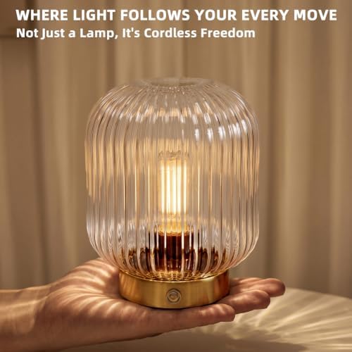 MJ PREMIER Rechargeable Table Lamp,Cordless Lamp with Memory Function,Clear - Image 2