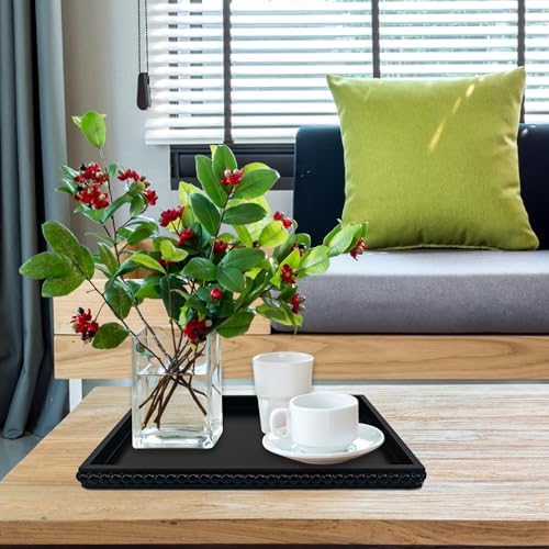 FramePro Decorative Tray 12x16 Rectangular Wood Beaded - Black Serving Tray for Living Room, Coffee Table, Kitchen or Farmhouse Display - Image 5