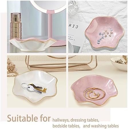 Binoster Ceramic Jewelry Dish,Ring Dish,Trinket Tray,Jewelry Tray,Key Bowl Pink Room Decor Bathroom Home Decor Gifts for Women Mom Sister Coworker Friend Bride(5.5 In Pink) - Image 6