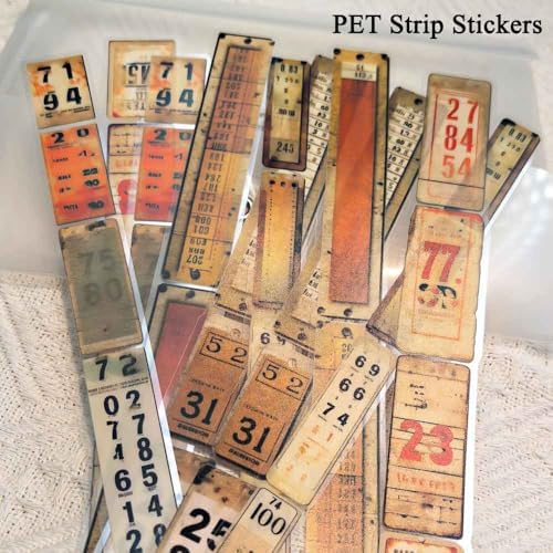 Vilikya 90Pcs Tag Label Scrapbook Stickers for Junk Journal Ephemera, PET Number Sticker for Journaling Kit, Vintage Scrapbooking Paper for Decoupage, Collage Cards Frame Stickers for Bullet Journal - Image 3
