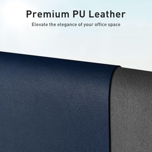 Aothia Leather Desk Pad Protector, Mouse Pad,Office Desk Mat, Non-Slip PU Leather Desk Blotter, Laptop Desk Pad, Waterproof Desk Writing Pad for Office and Home (Dark Blue,36" x 17") - Image 2