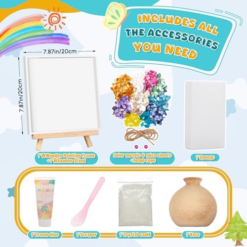Fuyoooo DIY Vase Mosaic Painting Kit, 7.87 x 7.87 x 0.79 Inches DIY Arts and Craft Kits with Vase Flower Mosaic Painting Accessories, Handmade Sticker Gem Art Kit Gift Christmas Room Decor - Image 2
