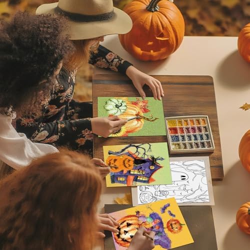 Sherr 24 Pcs Pre Drawn Canvas for Adult, Autumn Halloween, 8 x 10 Inch - Image 5