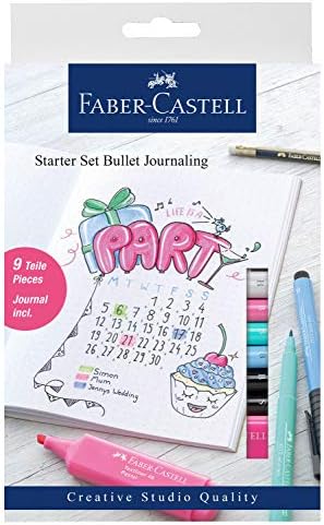 Faber-Castell Bullet Journaling Supply Set - No Bleed Planner Pens and Highlighter with Dot Journal, 9 Piece Set by Faber-Castell