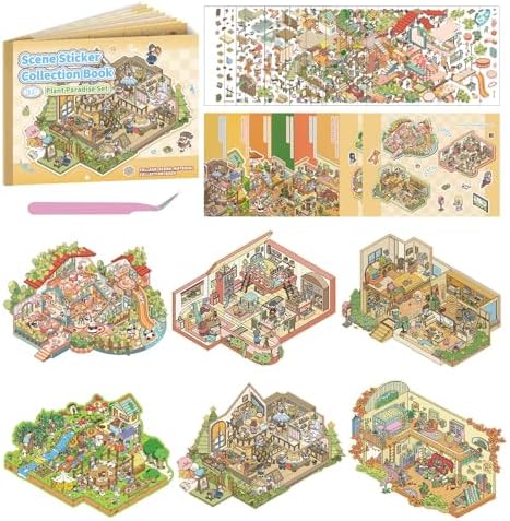 6 Sets DIY 3D House Stickers Fun DIY Stickers Scene Sticker Book by pindda