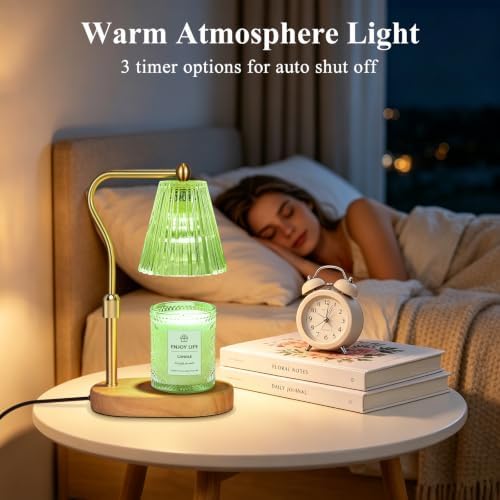 seenlast Green Candle Warmer Lamp with Timer Dimmer Adjustable Height,Birthday Gifts for WomenElectric Wax Warmer Vintage Home Decor for Scented Jar Candles - Image 4