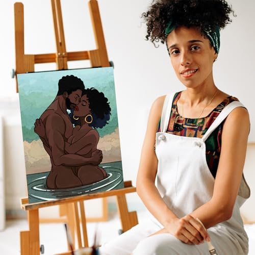 Nuberlic Canvas Painting Kit Pre Drawn Canvas for Painting for Adults Couples Paint and Sip Party Supplies Love Theme Couple DIY Date Night Activities Valentines Gift Pack of 1, 8x10 inch - Image 3
