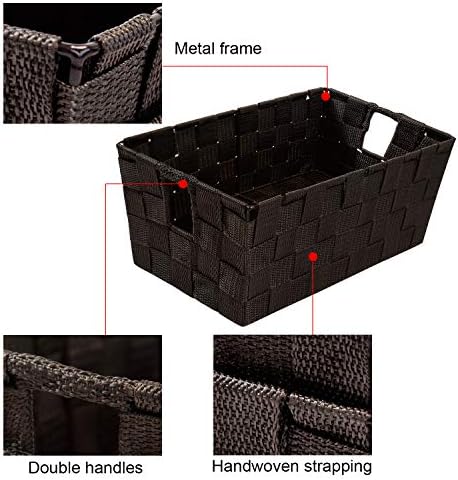 homyfort Woven Shelf Storage Tote Basket Bins Container, Storage Boxes Cube Organizer with Built-in Handles for Bedroom, Office, Closet, Clothes, Kids Room, Nursery 3pack(Brown) - Image 5