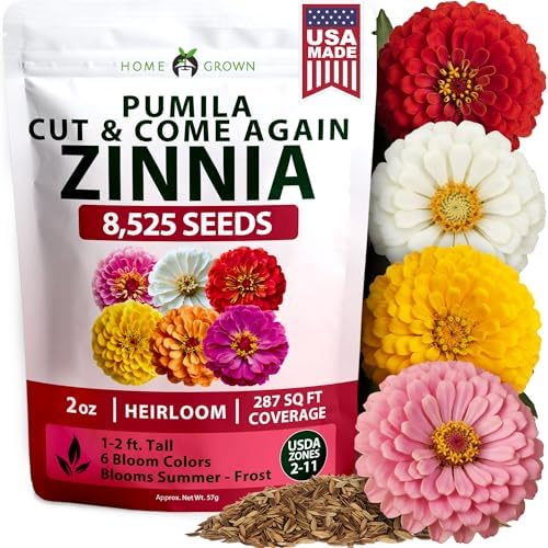HOME GROWN Zinnia Seeds, Pumila Mix, 8,525 Seeds, Zinnia elegans by HOMEGROWN