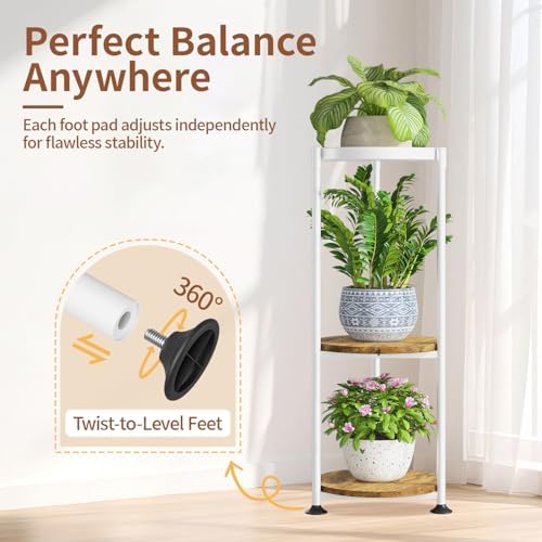 LASZOLA Plant Stand Tall Flower Holder for Indoor Corner, 3 Tier White - Image 5