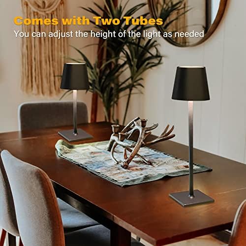 CHLORANTHUS 2 Pack Cordless Table Lamps, 3 Colors Stepless Dimming, 5000mAh Rechargeable Battery LED Desk Lamp for Bedroom/Couple Dinner/Desk/Cafe/Dining Room/Terrace - Image 5