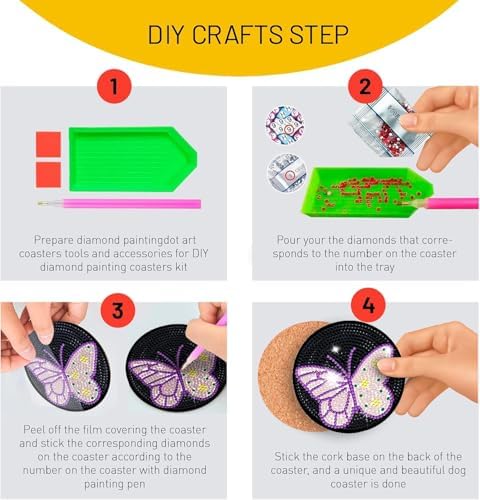 6 Pcs Butterfly Shaped Diamond Painting Kits, Diamond Painting Kits with Holder, Diamond Art Coasters for Beginners Adults - Perfect Art Craft Supplies Gift!… (Butterfly) - Image 7