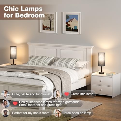 Black Bedside Lamp for Bedroom Nightstand - Small Table Lamp Set of 2 - Image 3