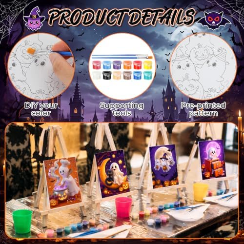 Blosssound 10 Set Halloween Pre Printed Canvas for Painting 5x7 CuteGhost - Image 4