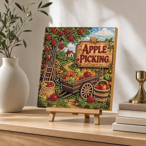 DIY Pearl Painting Kit for Adults, Fruit Picking Fall Art with Wood Frame, 20x20cm Self-Adhesive Pearl Diamond Craft, Autumn Wall Decor Gift for Women, Beginners Relaxing Hobby Kit - Image 7