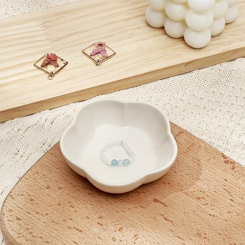 Koythin 2-Piece Ceramic Trinket Dish, Five Petal Flower, White - Image 6