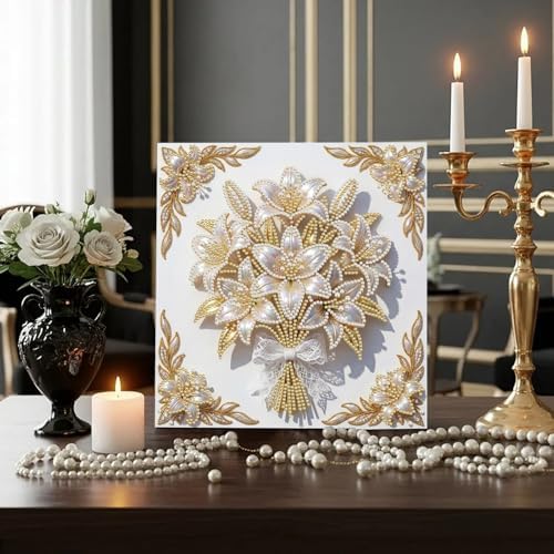 5D DIY Pearl Painting with Frame Floral Theme Handmade Healing Home Wall Decoration Creative 9.84x9.84in Tools -Flower-4 - Image 5