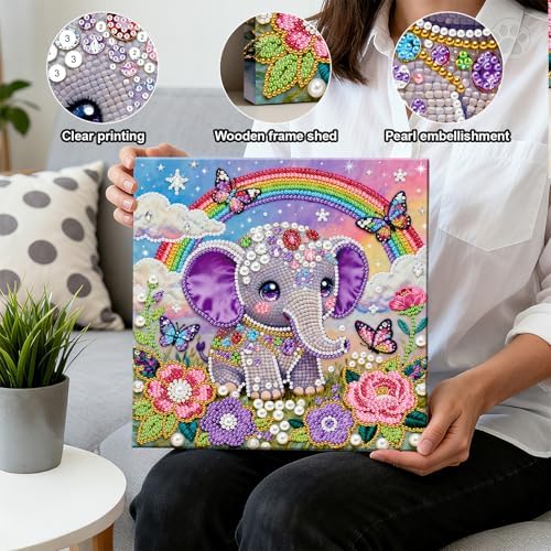 ARTopet DIY Pearl Painting Kit with Frame Gemstone Pearl Diamond Dots Beads Canvas Art Craft for Adult Beginners Display for Tabletop and Wall Mounting Home Decor-Elephant - Image 4