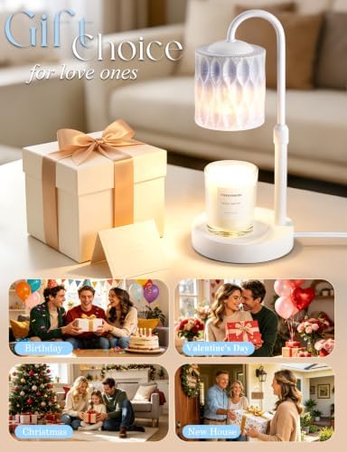 Briever Dimmable Candle Warmer Lamp with Timer, Height Adjustable Electric Candle Wax Warmer, Birthday Gifts for Women Mom, House Warming Gifts New Home Decor, Solid Wood Base, Miracle Blue - Image 7