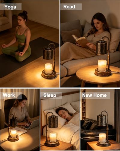 CASTLELIFE Dimmable Candle Warmer Lamp with Timer, Height Adjustable Candle Warmer for Jar Candles, for Home Decor House Warming Gifts, Birthday Gifts for Women, Antique Brushed Copper - Image 6