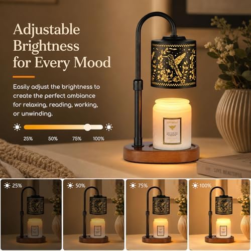 Dimmable Candle Warmer Lamp with Timer Adjustable Height for Scented Jar Candles Electric Candle Wax Melt Warmer for Home Decor Christmas Birthday Gifts for Women Mom(Hummingbird) - Image 3