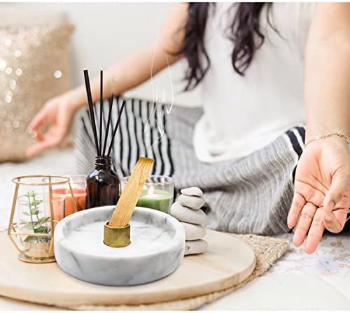 Natural Marble Palo Santo Holder,Incense Burner for Palo Santo Sticks, Handmade Stick Incense Holder Ideal for Smudging, Incense Burning, Decoration.Easily Grab All Incense Ash (White) - Image 4