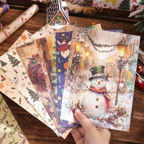 400Pcs Vintage Scrapbooking Supplies, Scrapbook Paper for Journaling Supplies, Decoupage Paper for Bullet Junk Journal Decorative Paper (Christmas 8 Theme) - Image 6