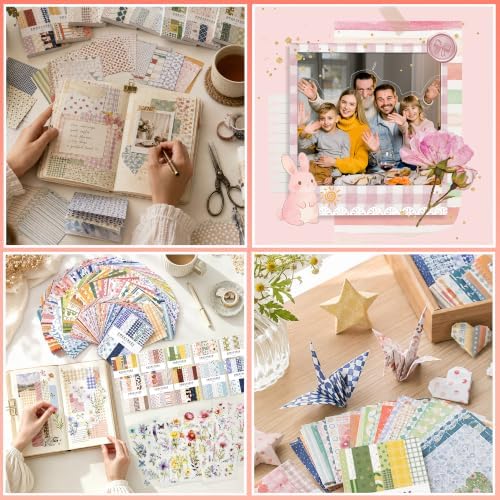 500 Sheets Scrapbook Paper, Junk Journal Supplies + 84 PET Floral Stickers - Image 5