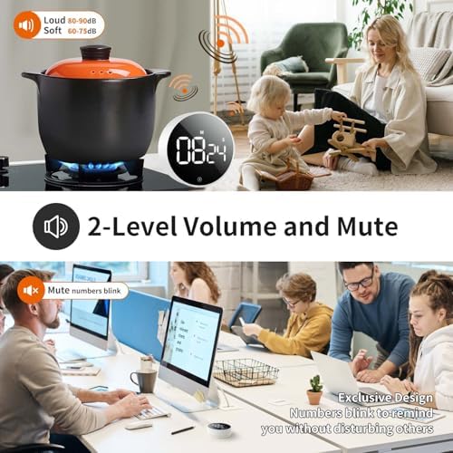 Digital Magnetic Kitchen Timer & Stopwatch with LED Display, White - Image 3