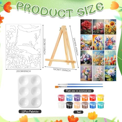 Zhanmai 72 Pcs 12 Sets Sip and Paint Kit Pre Drawn Canvas for Painting 8" x 10" Paint Party Canvas Painting Pre Printed Canvases for Party Favor DIY Virtual Adult's Date Night(Plant) - Image 2