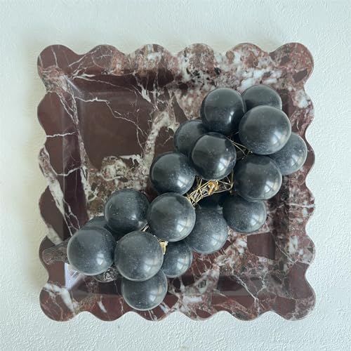 Vintage Natural Marble Tray Small Ornaments Scalloped Tray Handmade Storage Dish for Counter, Vanity, Dresser, Nightstand and Desk (Rosa Levanto) - Image 2