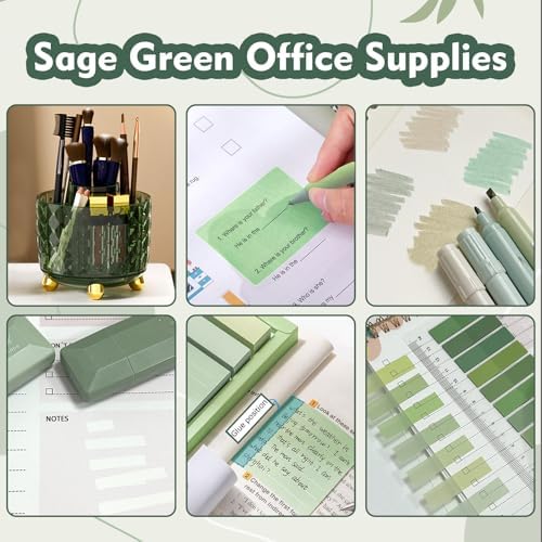 Green Desk Accessories, Sage Green Office Supplies for Office Clerks - Image 3